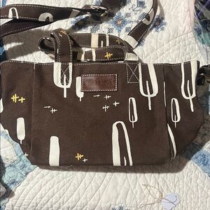 Maika Brown and Cream Patterned Crossbody Bag